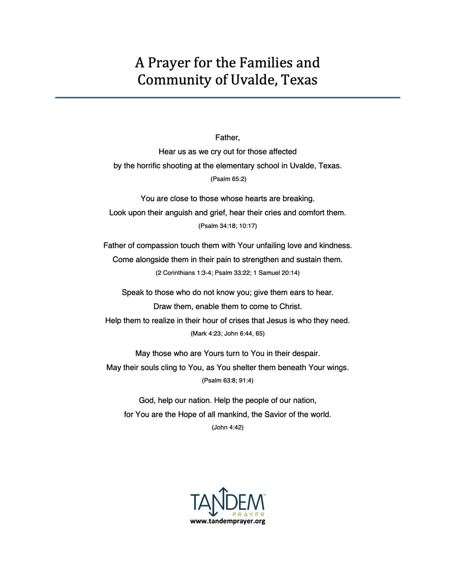 A Prayer for the Families and Community of Uvalde, Texas