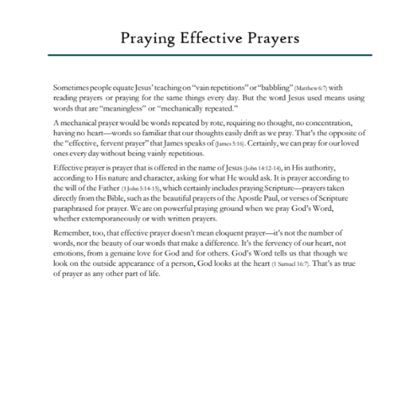 Praying Effective Prayers