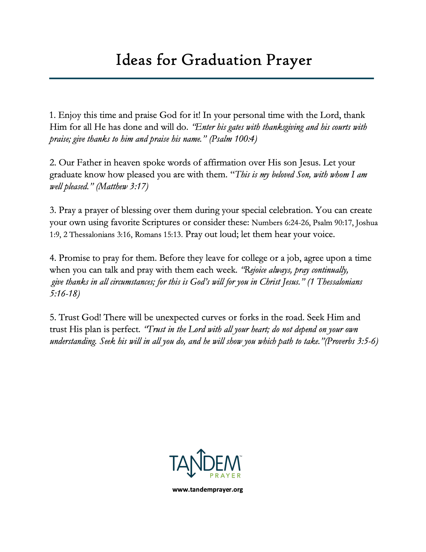 Ideas for Graduation Prayer