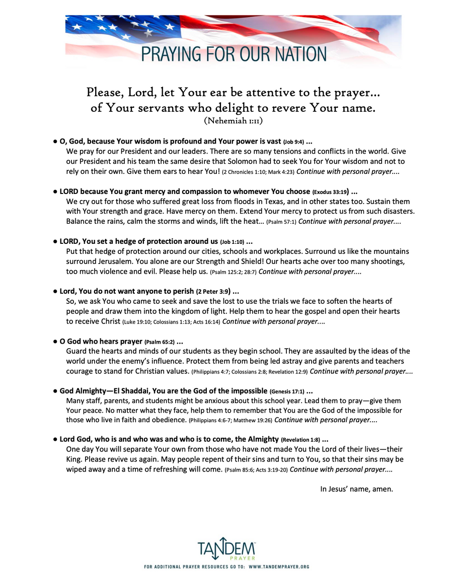 Pray for Our Nation - August 2025