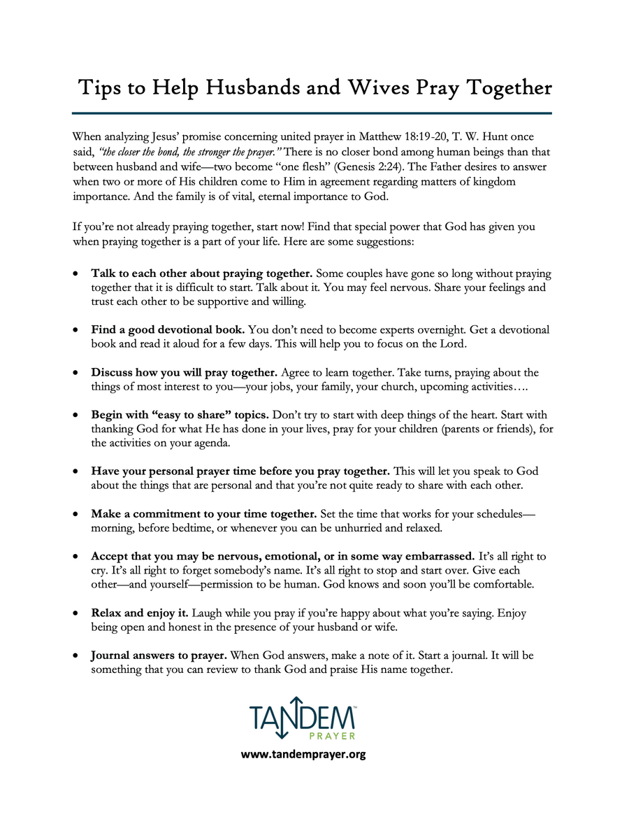 Tips to Help Husbands and Wives Pray Together