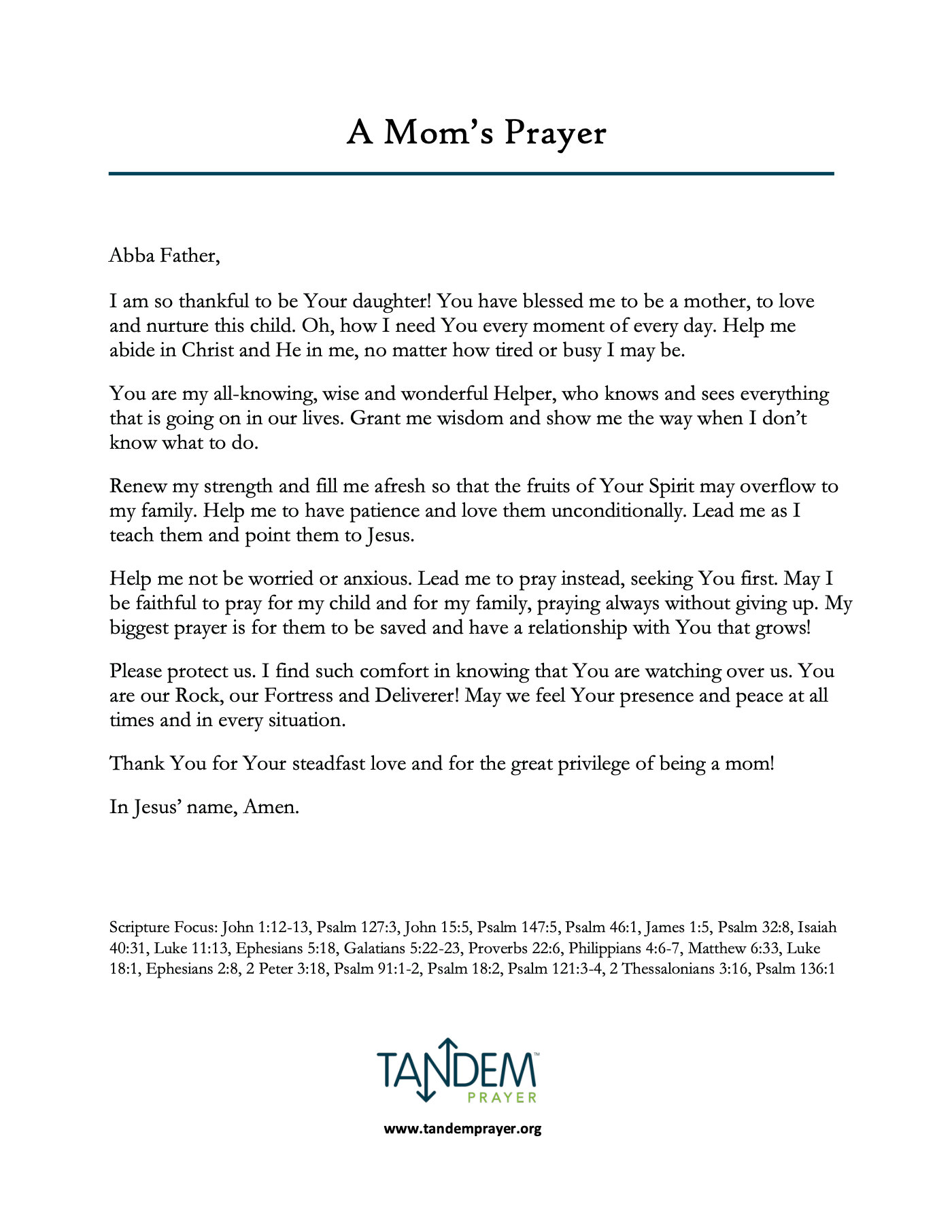 A Mom's Prayer