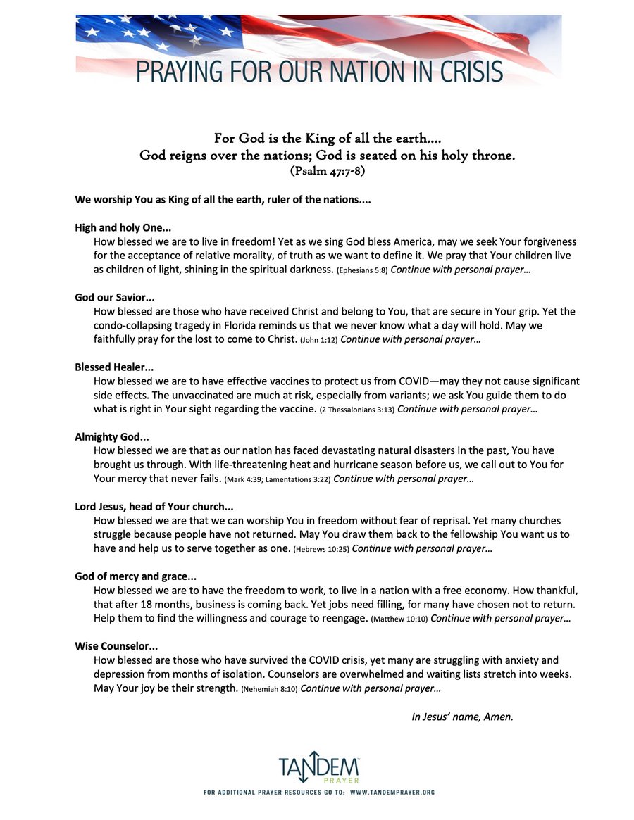 Pray for Our Nation, 7-5-21