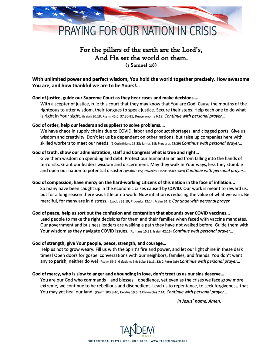 Pray for Our Nation, 10-18-21