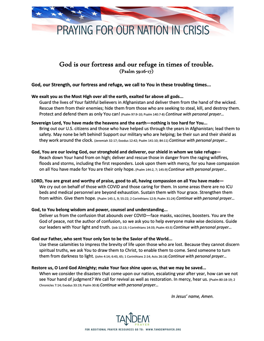 Pray for Our Nation, 8-30-21