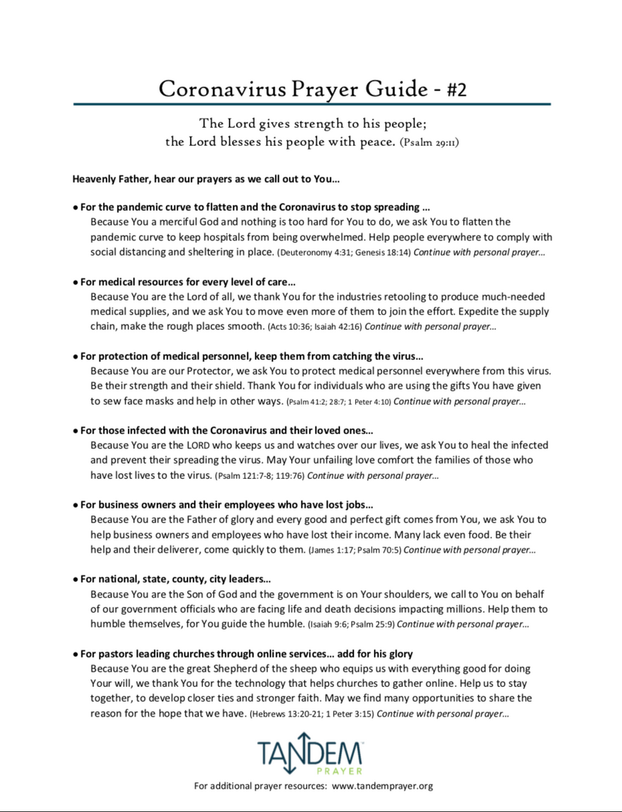 Coronavirus Prayer Guide #2