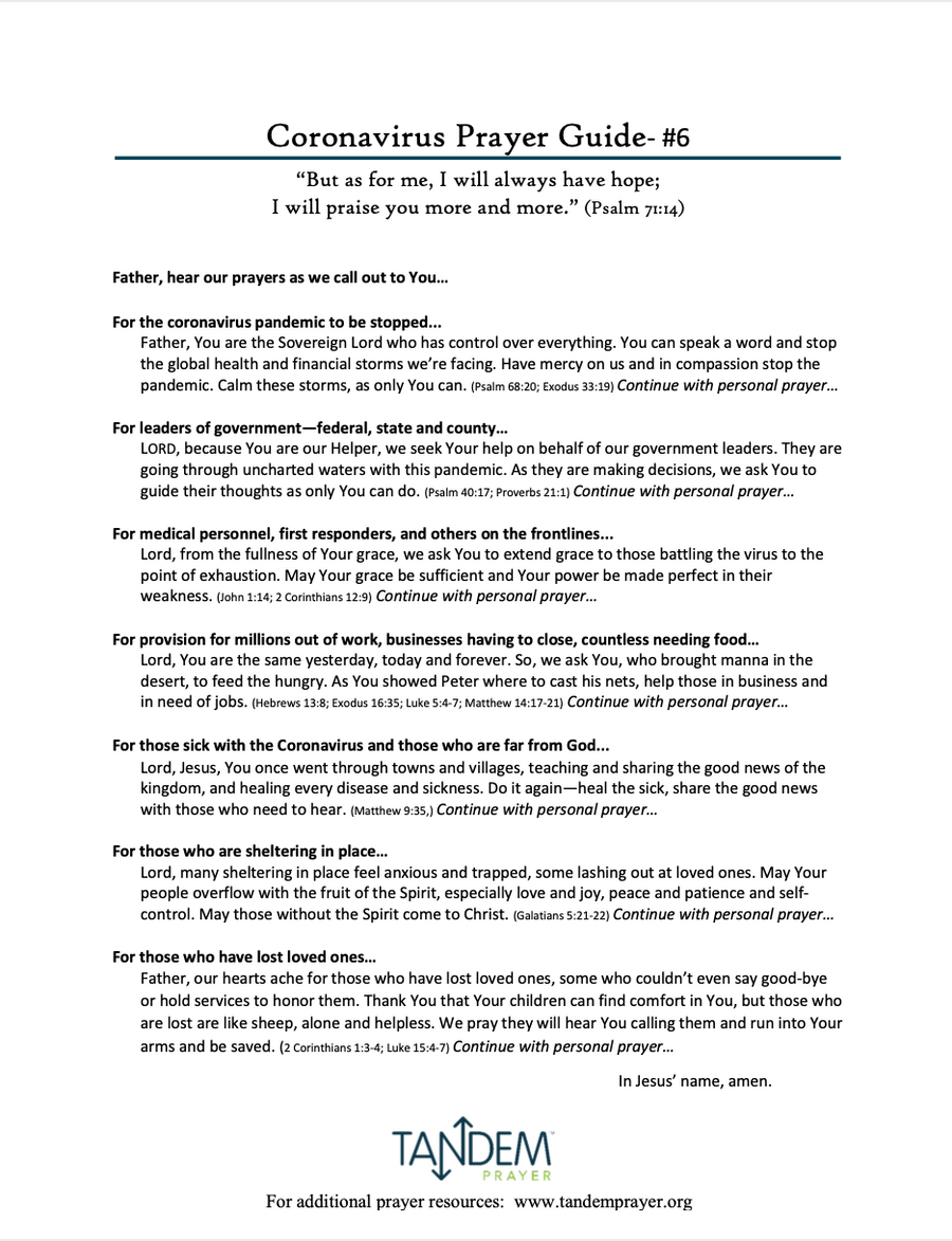 Coronavirus Prayer Guide - #6