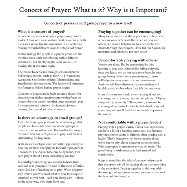 Concert of Prayer: What is it? Why is it important?