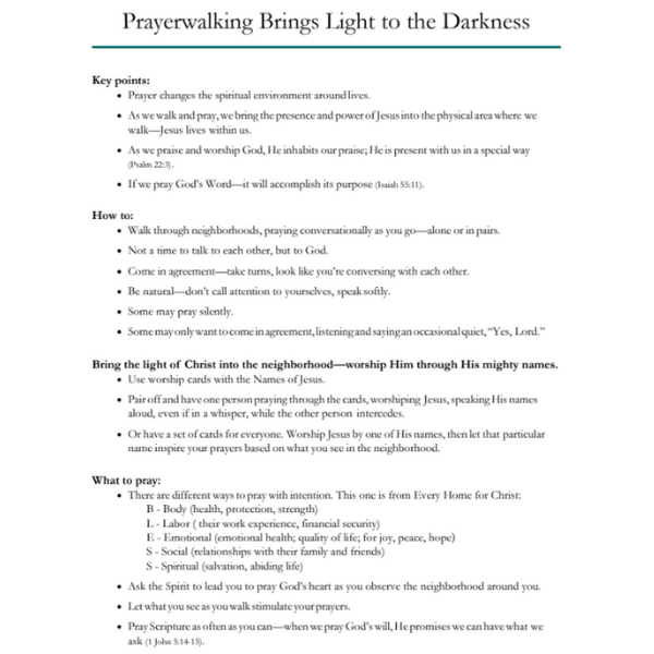 Prayerwalking Brings Light to the Darkness