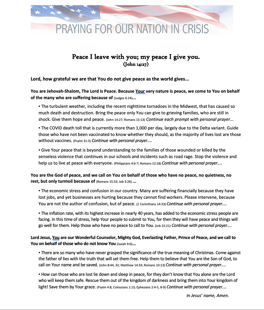 Pray for Our Nation, 12-13-21